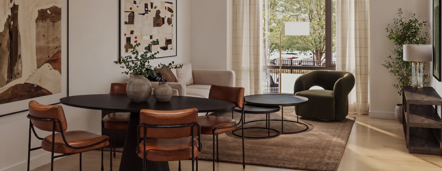 Open space living area with natural lighting
