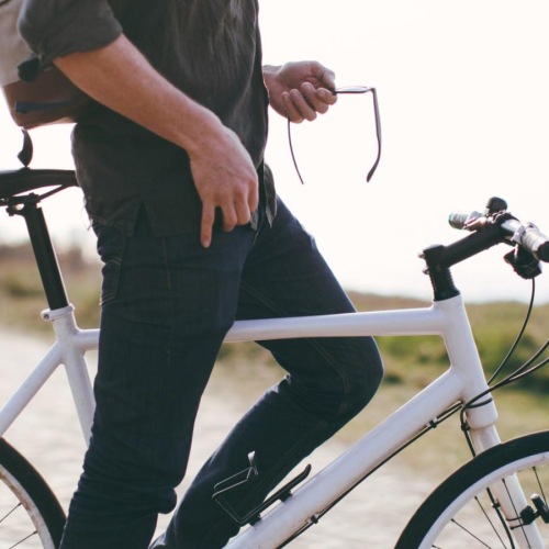 a person riding a bicycle