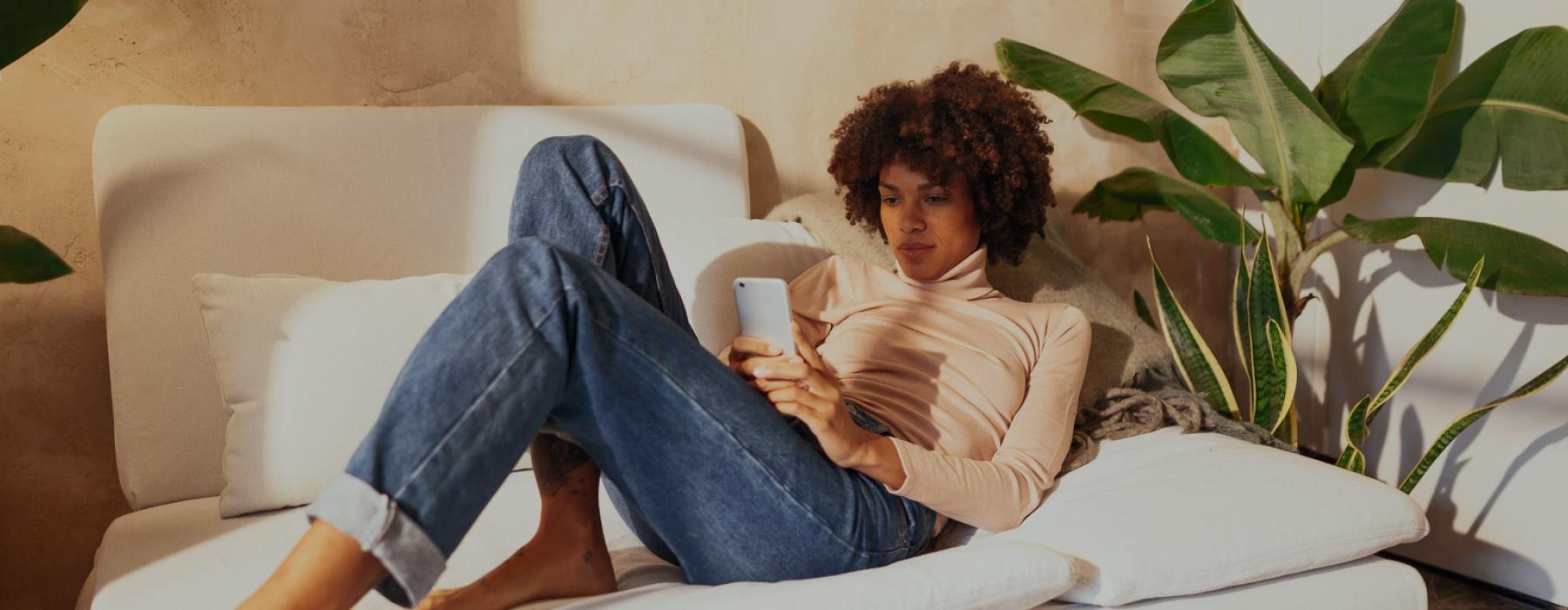 a person sitting on a couch